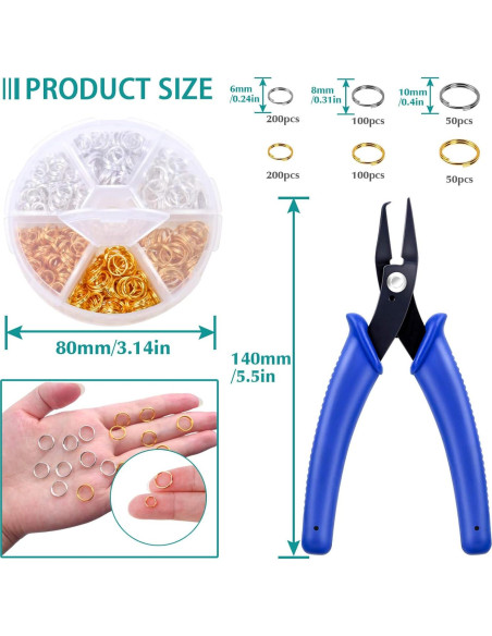 Anillos Abiertos Caffox 700pcs Plata y Oro para Joyas