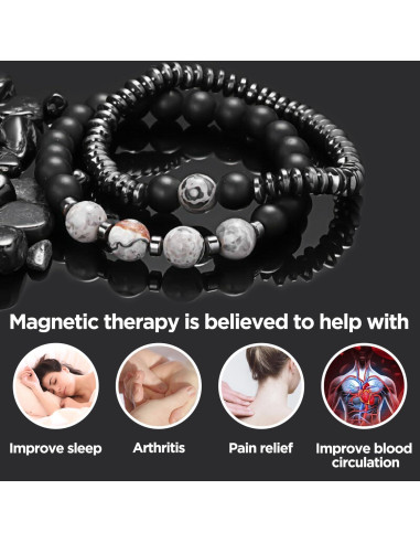 Pulsera Magnética STCORPS7 Ajustable de Hematita para Alivio