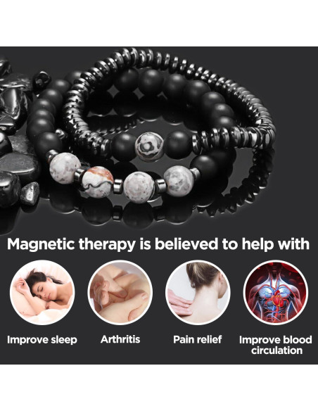 Pulsera Magnética STCORPS7 Ajustable de Hematita para Alivio