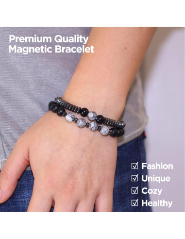 Pulsera Magnética STCORPS7 Ajustable de Hematita para Alivio
