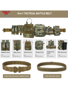 Cinturón Táctico YAKEDA Molle 8 en 1 Ajustable Unisex 2