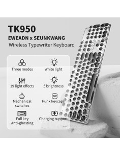 Teclado Mecánico Inalámbrico EWEADN TK950 Retro 104 Teclas 2