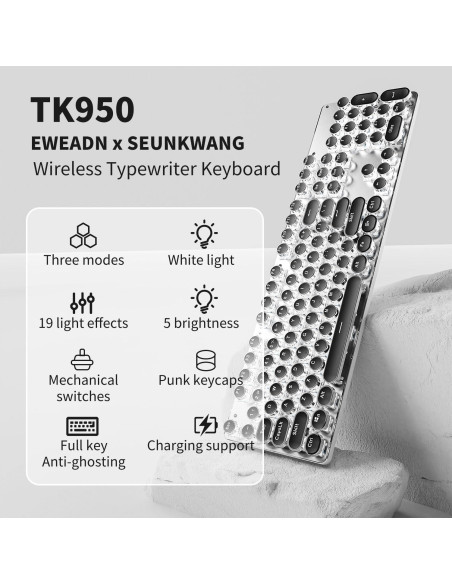 Teclado Mecánico Inalámbrico EWEADN TK950 Retro 104 Teclas