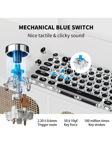 Teclado Mecánico Inalámbrico EWEADN TK950 Retro 104 Teclas
