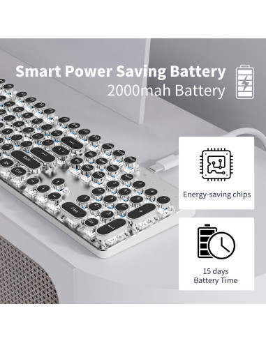 Teclado Mecánico Inalámbrico EWEADN TK950 Retro 104 Teclas