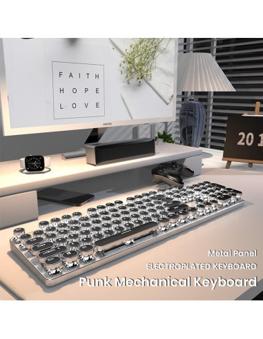 Teclado Mecánico Inalámbrico EWEADN TK950 Retro 104 Teclas