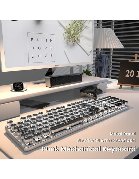 Teclado Mecánico Inalámbrico EWEADN TK950 Retro 104 Teclas