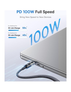 Cable USB C Baseus 100W 5A con Pantalla LED 2m Negro 2