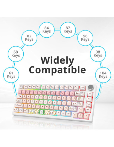Conjunto de Teclas Personalizadas MOA PBT Oso Rosa 139 Teclas