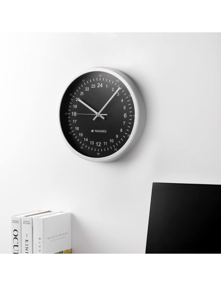 Reloj de Pared Navaris 24 Horas Analógico 30 cm Silencioso