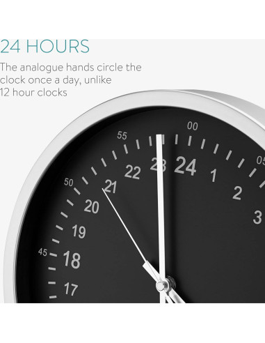 Reloj de Pared Navaris 24 Horas Analógico 30 cm Silencioso