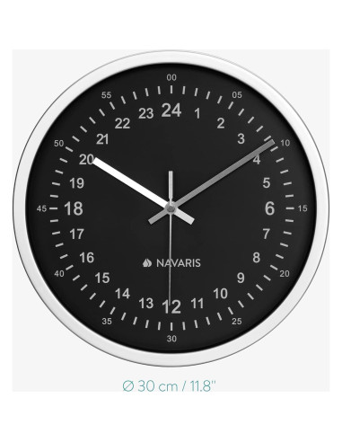 Reloj de Pared Navaris 24 Horas Analógico 30 cm Silencioso