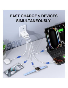 Cargador de Pared USB C Dulums 50W 2-Pack 5 Puertos 2