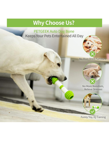 Juguete Interactivo PETGEEK Hueso Automático Verde 25.4cm