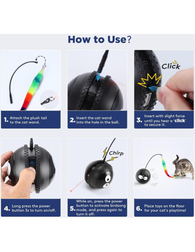 Juguete Interactivo para Gatos AIPERRO Bola Recargable Negro