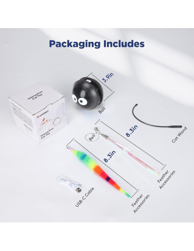 Juguete Interactivo para Gatos AIPERRO Bola Recargable Negro