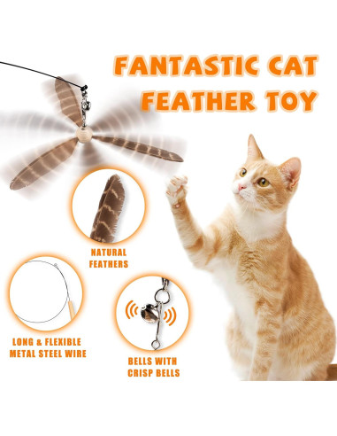 Juguete Interactivo para Gatos JXFUKAL con Plumas y Campana