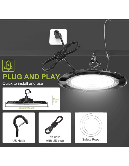 Luz LED Alta Bahía Hylele 200W 6000K Regulable Paquete 5