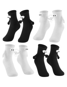 Calcetines Magnéticos Lnrueg 4 Pares Unisex 3D Manos Sostenidas 2