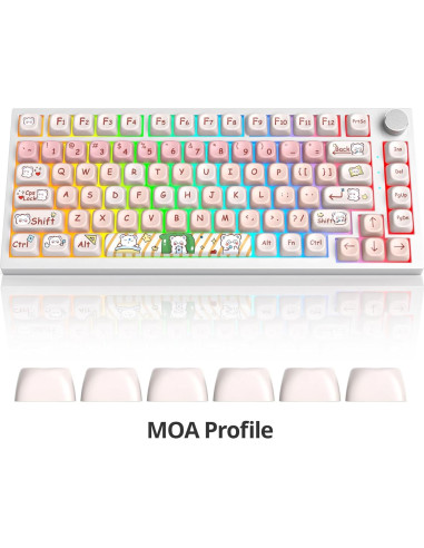 Conjunto de Teclas Personalizadas MOA PBT Oso Rosa 139 Teclas