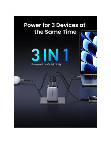 Cargador USB C UGREEN 65W Nexode X 3 Puertos Rápido