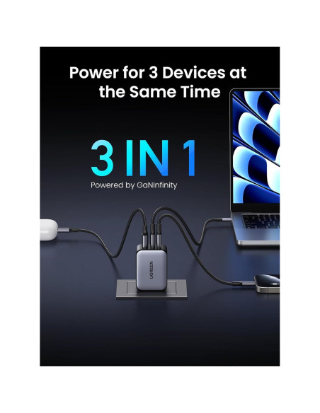 Cargador USB C UGREEN 65W Nexode X 3 Puertos Rápido