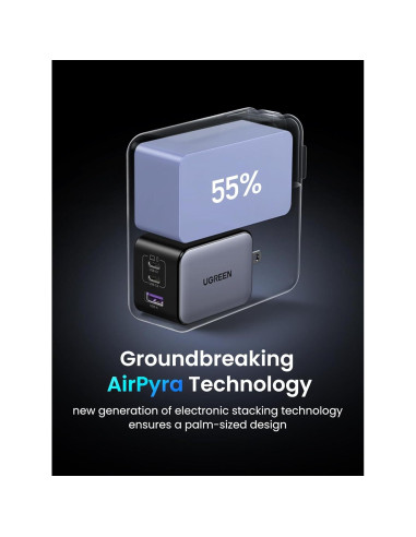 Cargador USB C UGREEN 65W Nexode X 3 Puertos Rápido