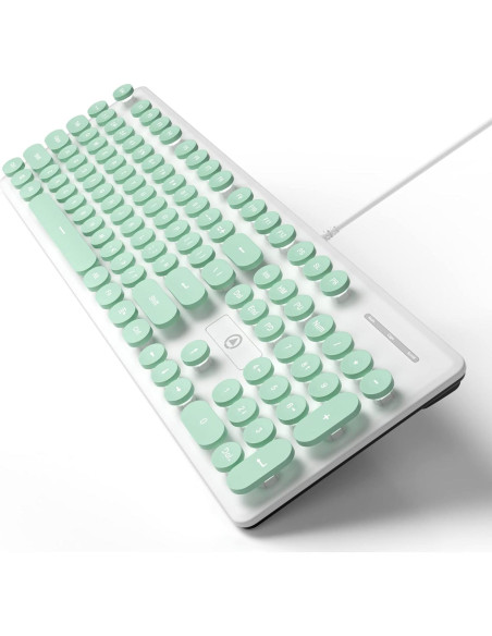 Teclado de máquina de escribir FS SHOP 104 teclas LED verde