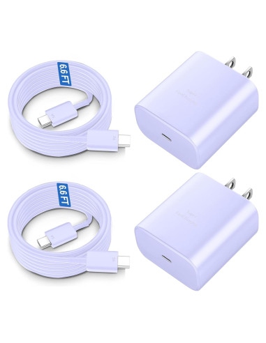 Cargador Rápido USB C 45W Samsung con Cable 2m Púrpura
