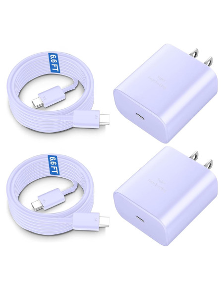 Cargador Rápido USB C 45W Samsung con Cable 2m Púrpura