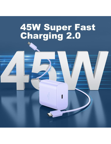 Cargador Rápido USB C 45W Samsung con Cable 2m Púrpura