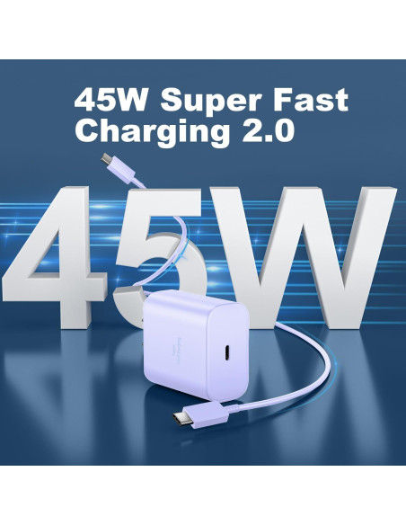 Cargador Rápido USB C 45W Samsung con Cable 2m Púrpura