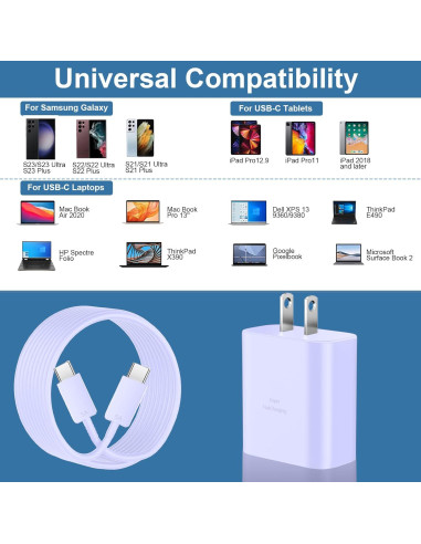 Cargador Rápido USB C 45W Samsung con Cable 2m Púrpura