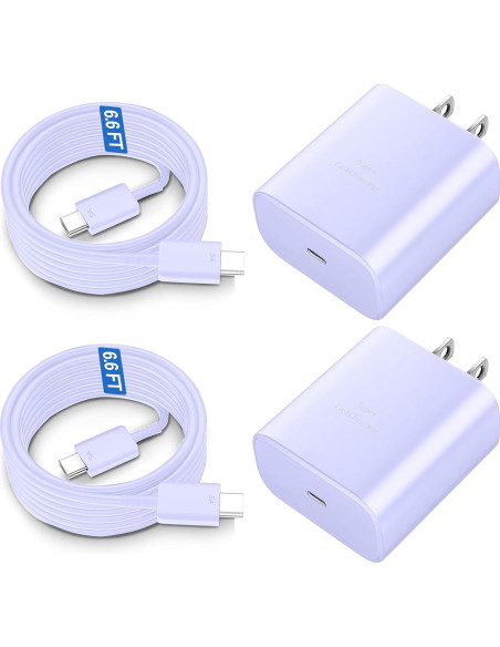 Cargador Rápido USB C 45W Samsung con Cable 2m Púrpura