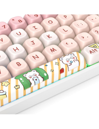 Conjunto de Teclas Personalizadas MOA PBT Oso Rosa 139 Teclas