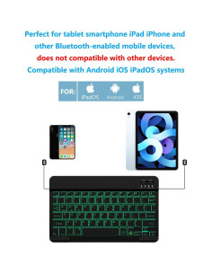 Teclado Bluetooth Retroiluminado TOHAKATA para iPad y Tablet 2