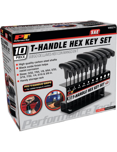 Juego de Llaves Allen T-Handle 10 Piezas Performance Tool