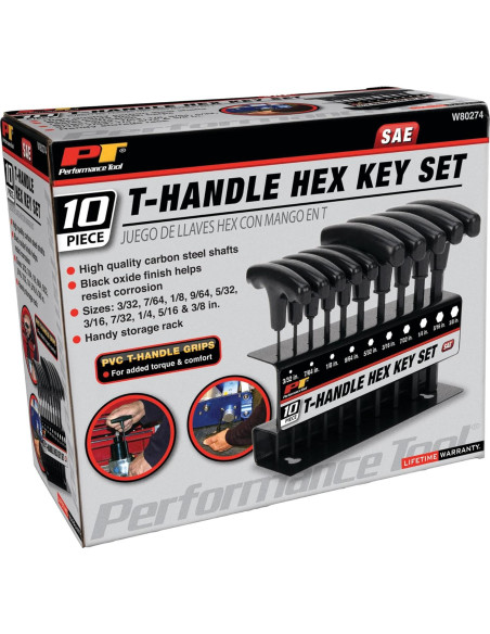 Juego de Llaves Allen T-Handle 10 Piezas Performance Tool