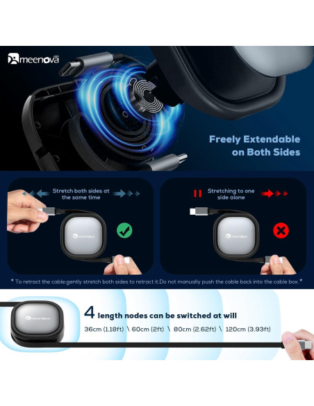 Cable Retráctil USB C 60W Meenova para iPhone 15 y MacBook