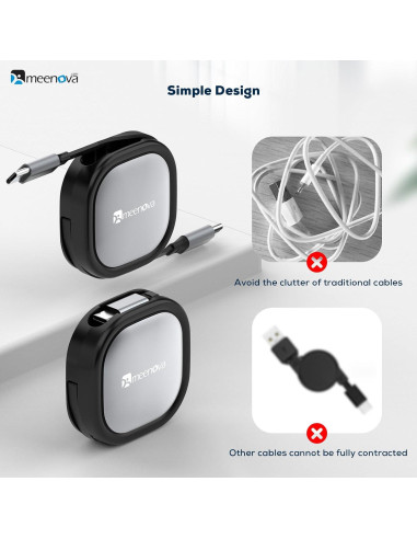 Cable Retráctil USB C 60W Meenova para iPhone 15 y MacBook