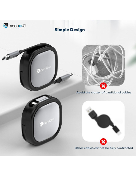 Cable Retráctil USB C 60W Meenova para iPhone 15 y MacBook