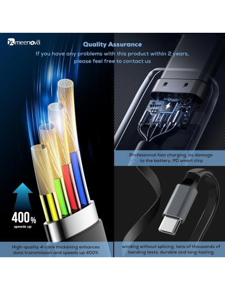 Cable Retráctil USB C 60W Meenova para iPhone 15 y MacBook