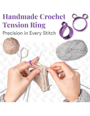 Anillo de Tensión de Crochet Ajustable SET 4 - Regalo Útil