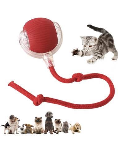 Bola Interactiva Chewie Viral para Perros y Gatos - Rojo