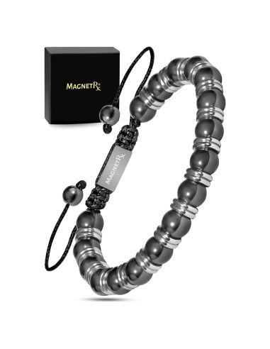 Pulsera Magnética MagnetRX Hematita 8mm Ajustable Unisex