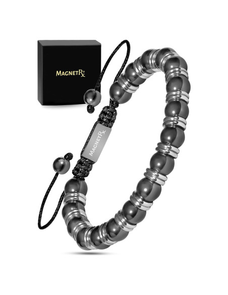 Pulsera Magnética MagnetRX Hematita 8mm Ajustable Unisex