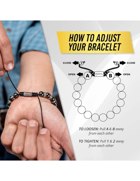 Pulsera Magnética MagnetRX Hematita 8mm Ajustable Unisex