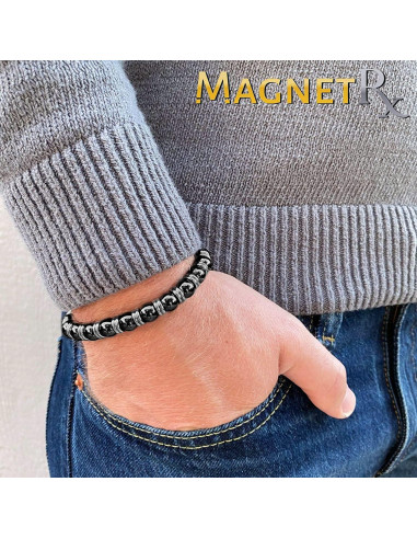 Pulsera Magnética MagnetRX Hematita 8mm Ajustable Unisex