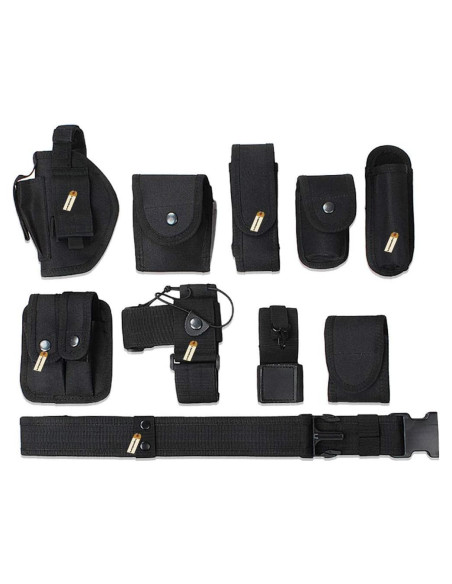 Cinturón Táctico Lsgoodcare Negro 10 en 1 Nylon 600D