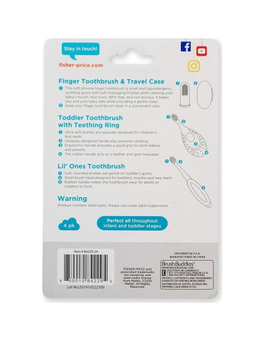 Fisher Price Kit de Inicio Cepillo de Dedo y Estuche 4 Piezas